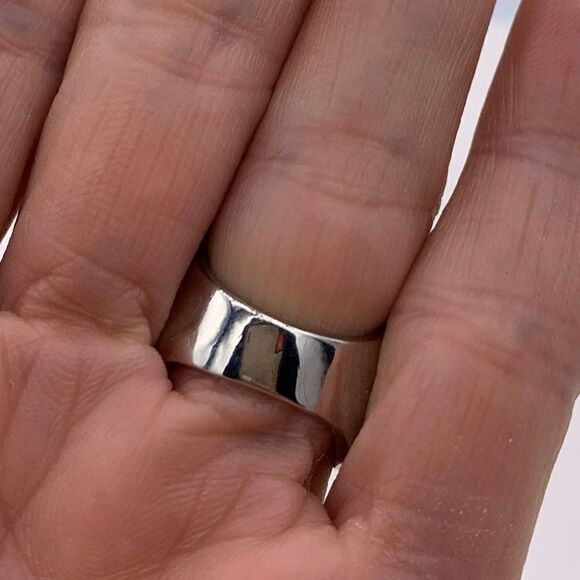 Ring, solid sterling 925, sz 6 and 7, pave gems, gold accents, cigar band - Picture 5 of 14